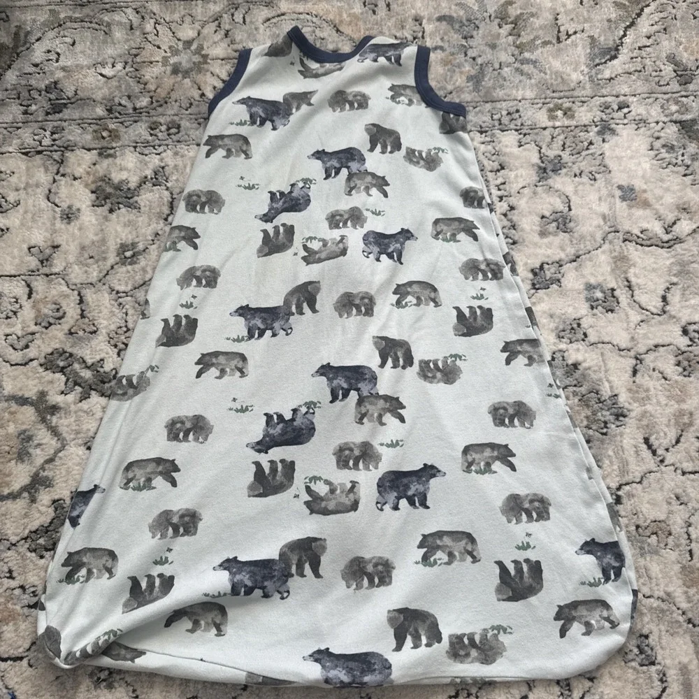 Burts Bees Baby Sleep Sack Pale Blue Bears 6-12 Months, 2 Way Zipper